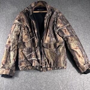 Mens Longleaf Camo Lined Hoodie Jacket Hunting Outdoors Size L Pockets No Zipper